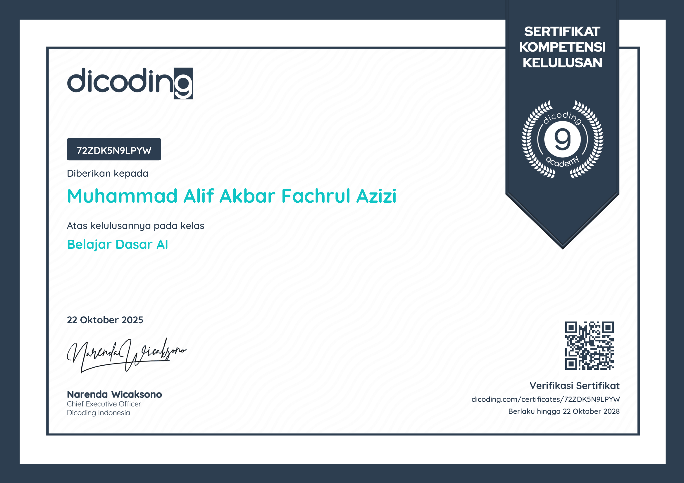 Certificate AI Engineer Junior